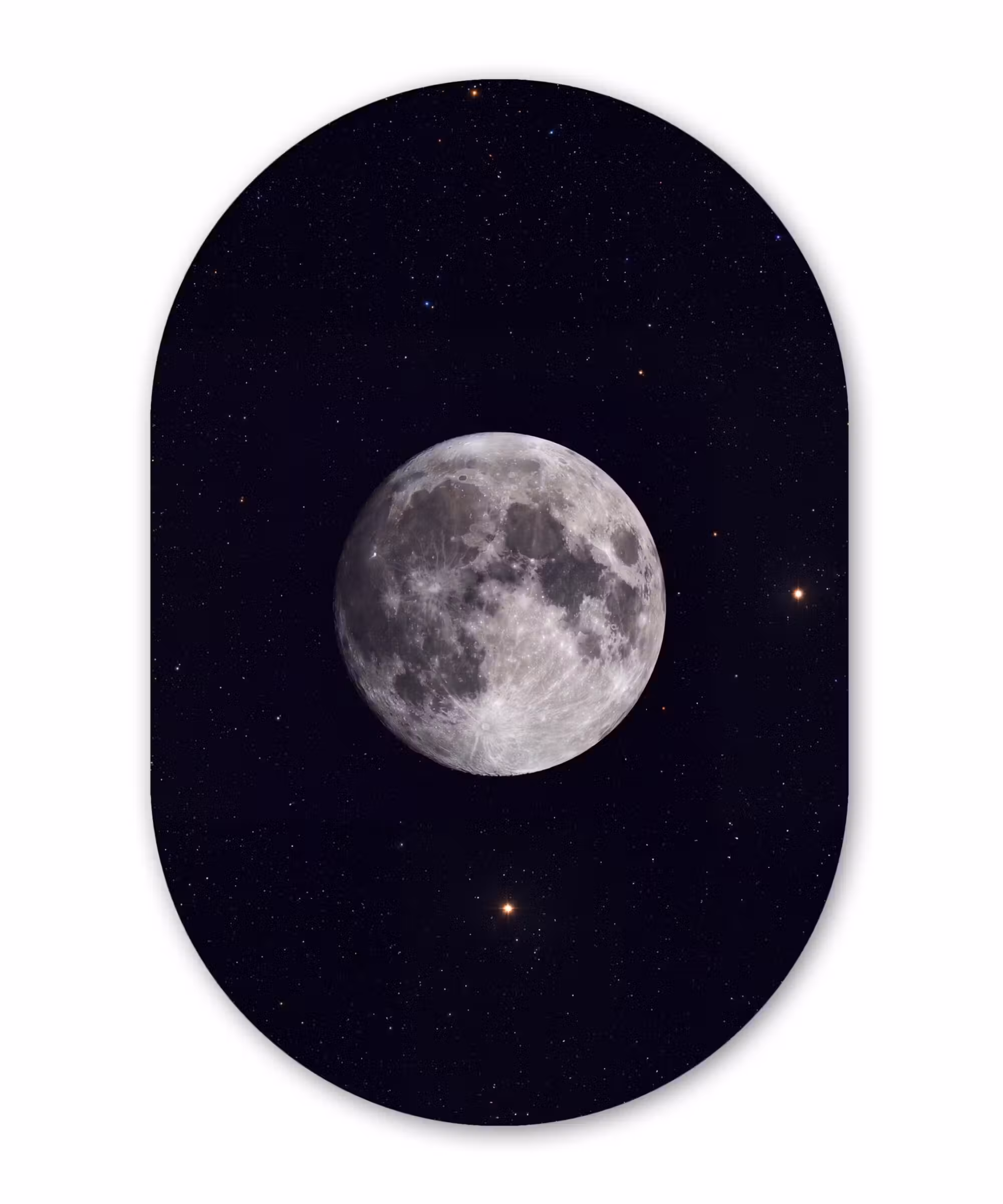 Alu-Dibond-Bild Oval - Mond – Sterne – Weltraum