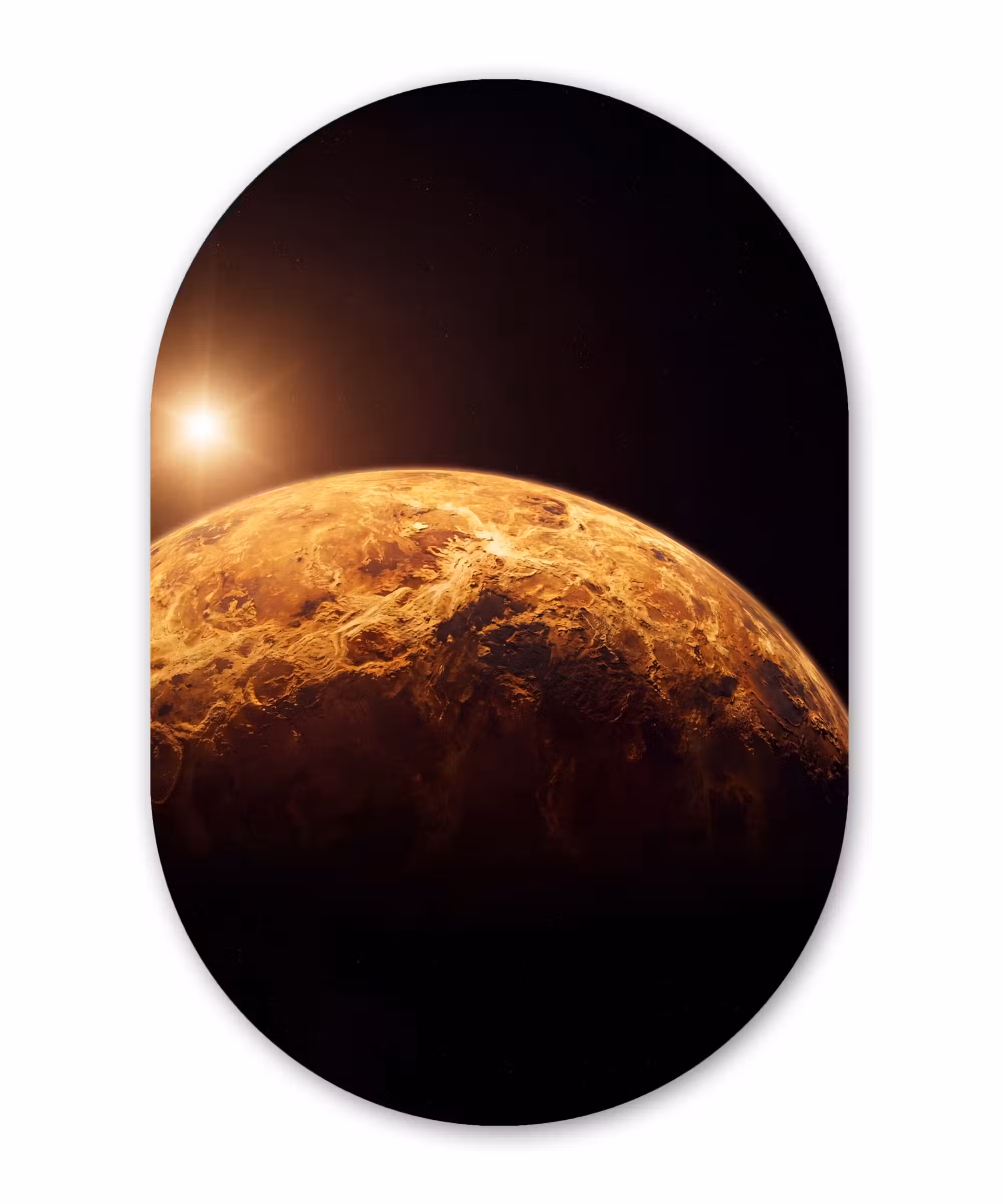 Alu-Dibond-Bild Oval - Planet – Weltraum – Orange
