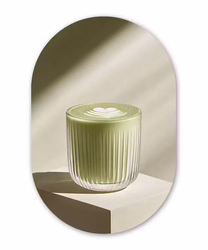 Glasbild Oval - Matcha - Glas - Grün - Minimalistisch