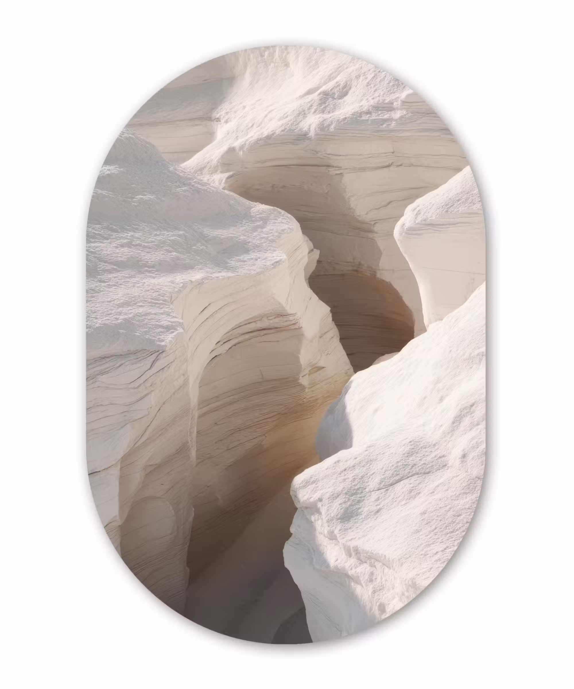 Glasbild Oval - Schlucht - Weiß - Schnee