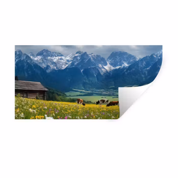 Wandtattoo – Alpen - Wiese - Kühe