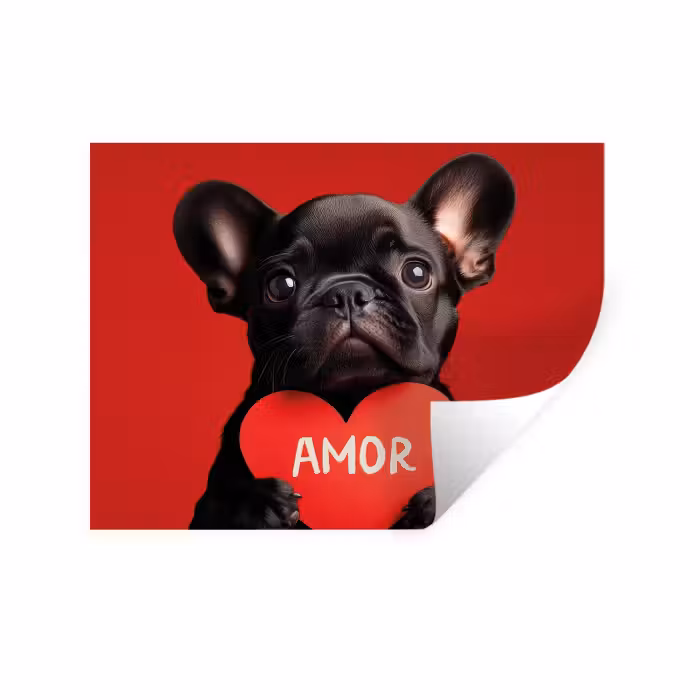 Wandtattoo – Amor - Hund - Herz - Rot