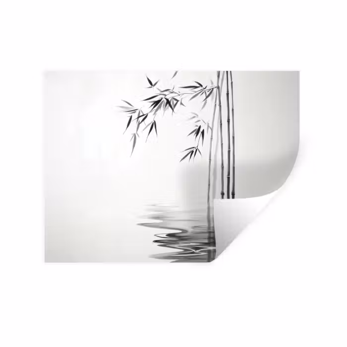 Wandtattoo – Bambusstämme - Wasser - Minimalistisch - Weiß