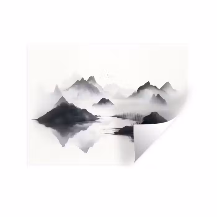 Wandtattoo – Berge - Neblig - Wasser - Weiß