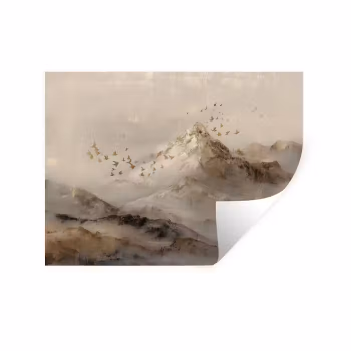 Wandtattoo – Berglandschaft - Nebel - Pinselstriche