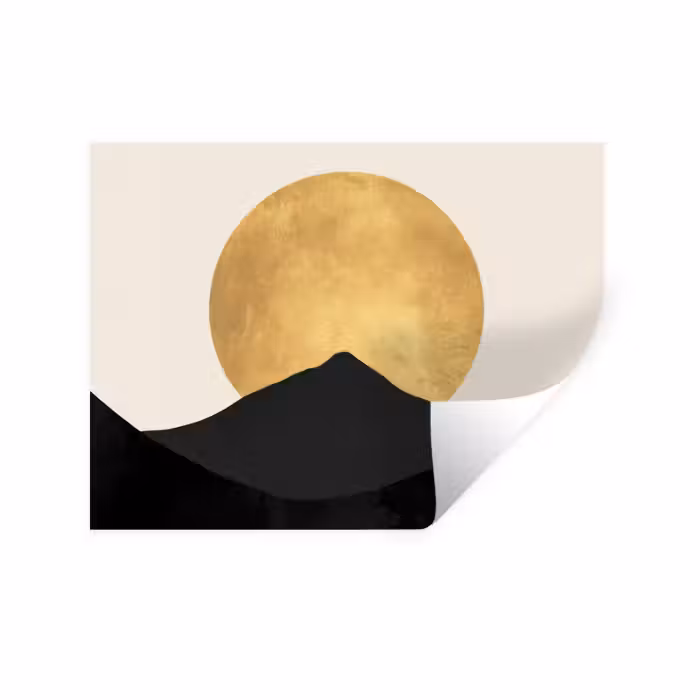 Wandtattoo – Bergsilhouetten - Goldener Kreis - Beige