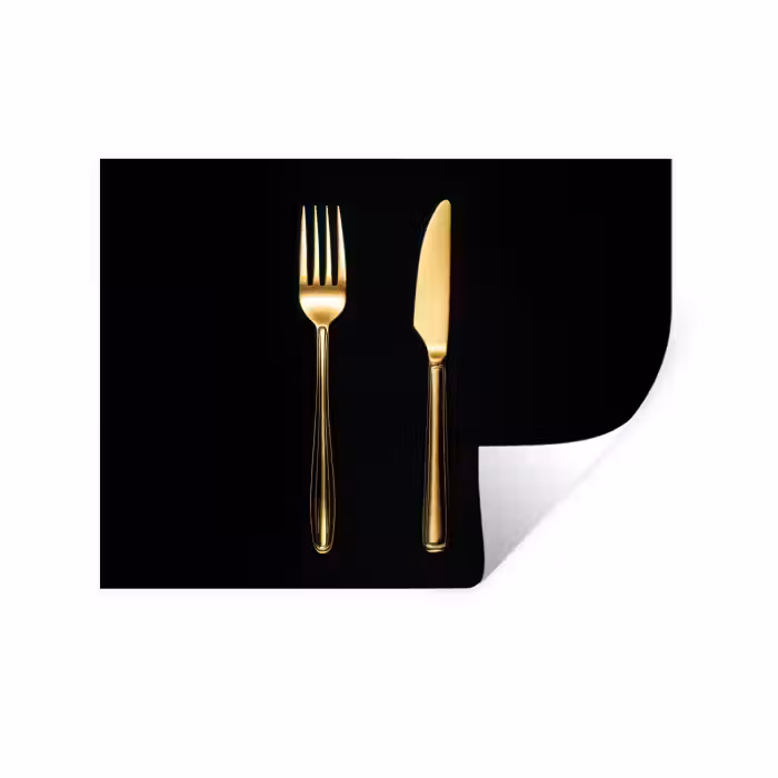 Wandtattoo – Besteck - Gold - Messer - Gabel