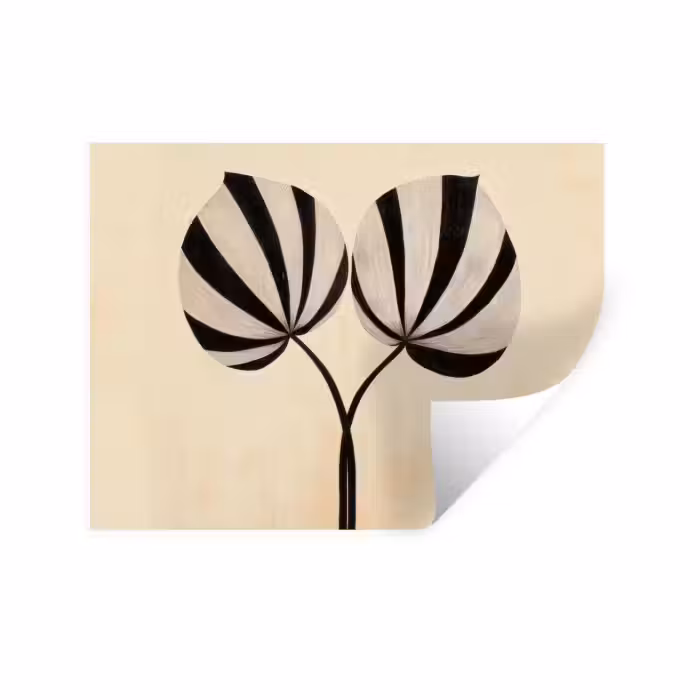 Wandtattoo – Blätter - Gestreift - Stängel - Beige