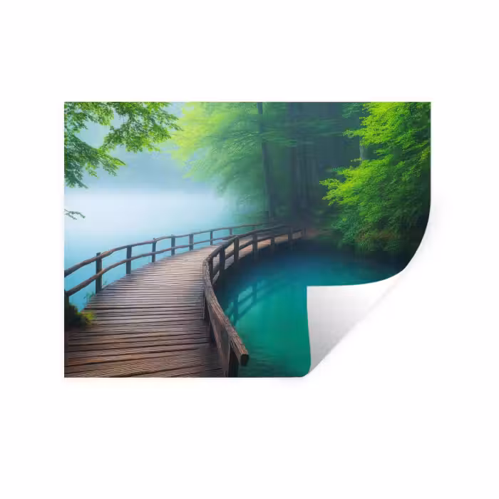 Wandtattoo – Brücke - Wasser - Fluss - Wald
