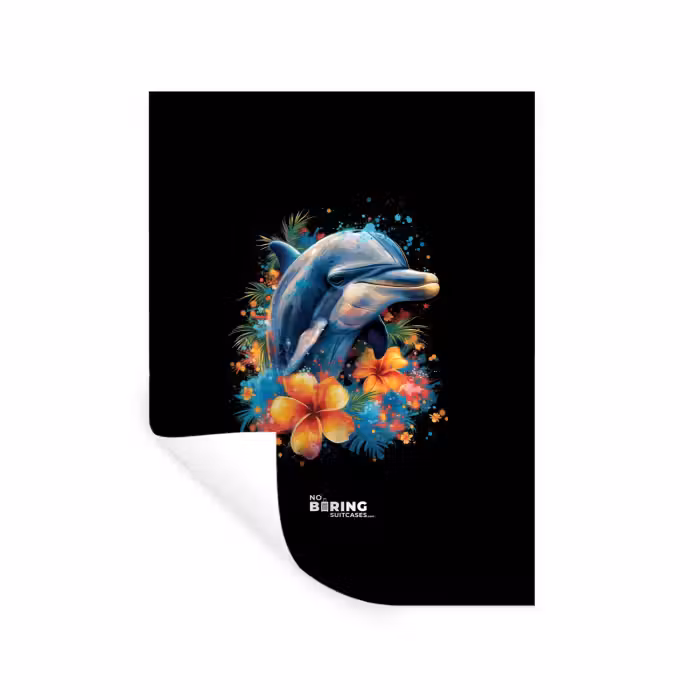 Wandtattoo – Delphin inmitten von Graffiti-Blumen