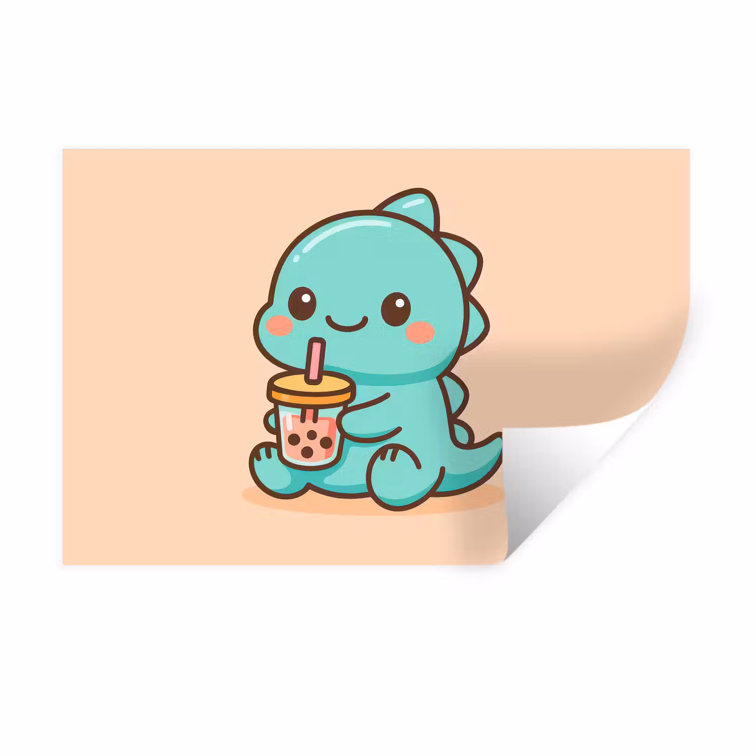 Wandtattoo – Dino - Boba - kawaii - Orange