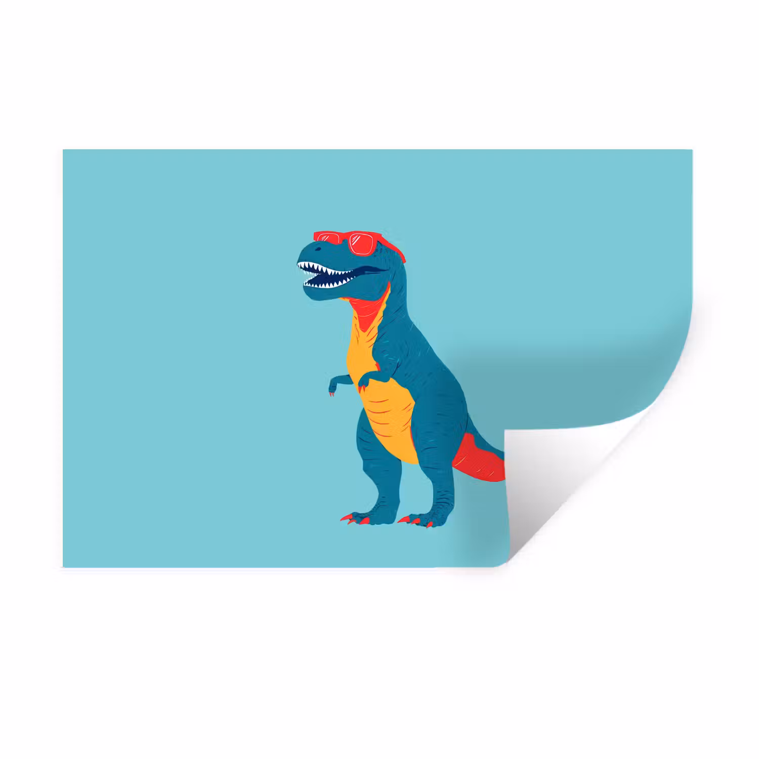Wandtattoo – Dinosaurier - Blau - Sonnenbrille