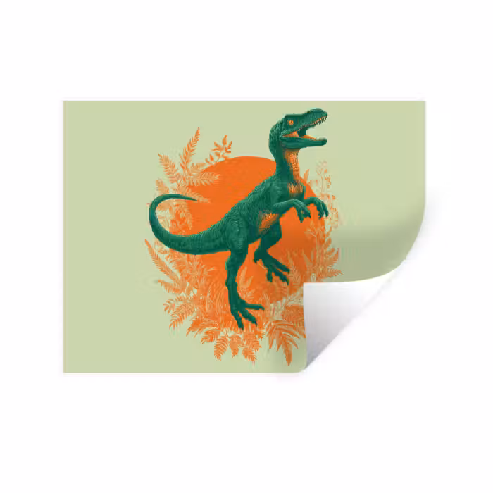 Wandtattoo – Dinosaurier - Grün - Pflanzen - Kreis