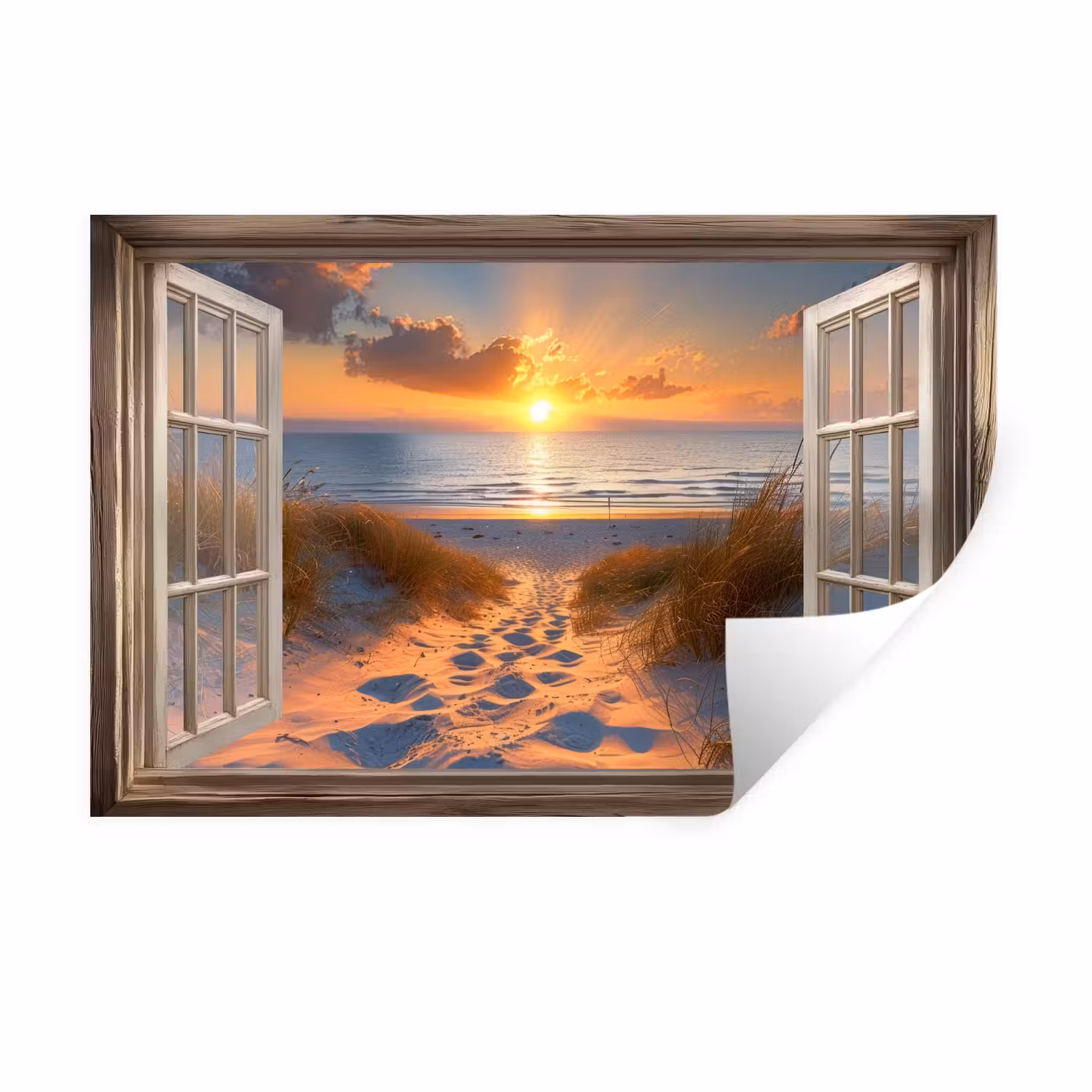 Wandtattoo – Durchblick - Strand - Dünen - Sonnenuntergang