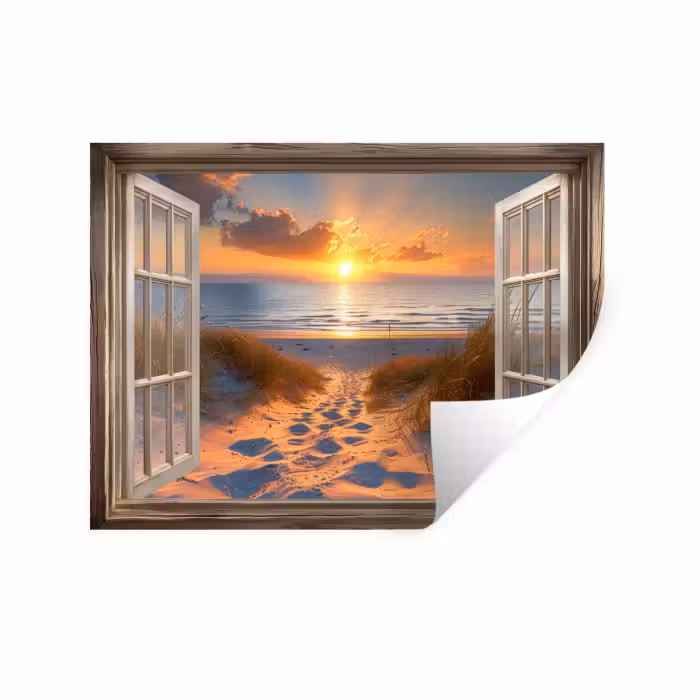 Wandtattoo – Durchblick - Strand - Dünen - Sonnenuntergang