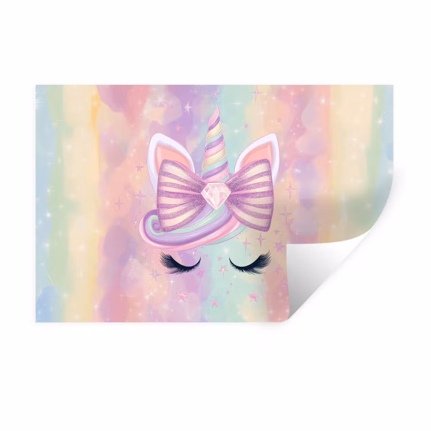 Wandtattoo – Einhorn - Glitzer - Regenbogen - Pastell