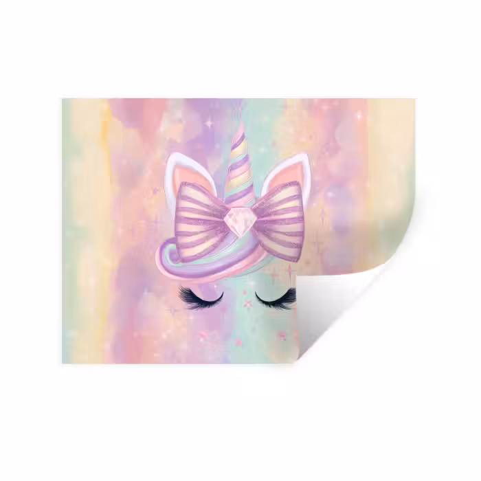 Wandtattoo – Einhorn - Glitzer - Regenbogen - Pastell