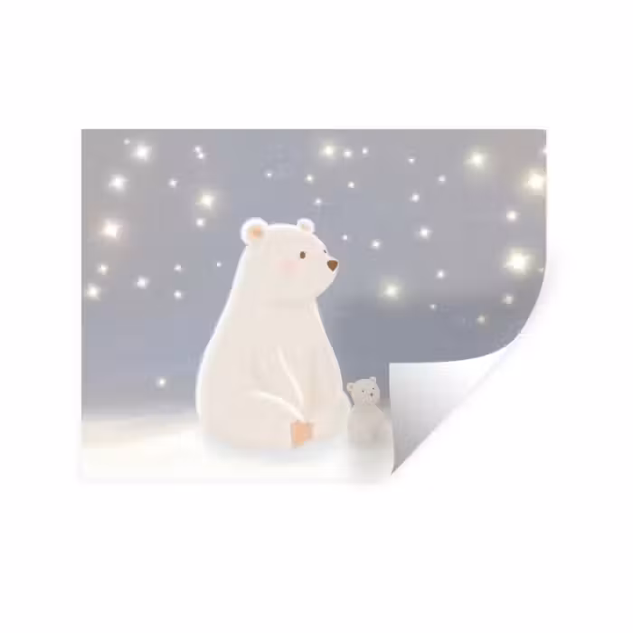 Wandtattoo – Eisbär - Schnee - Sterne - Blau