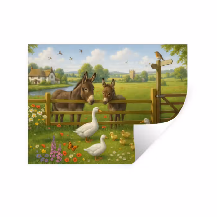 Wandtattoo – Esel - Gänse - Farbenfroh