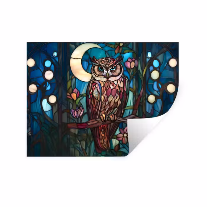 Wandtattoo – Eule - Mosaik - Mond - Nacht