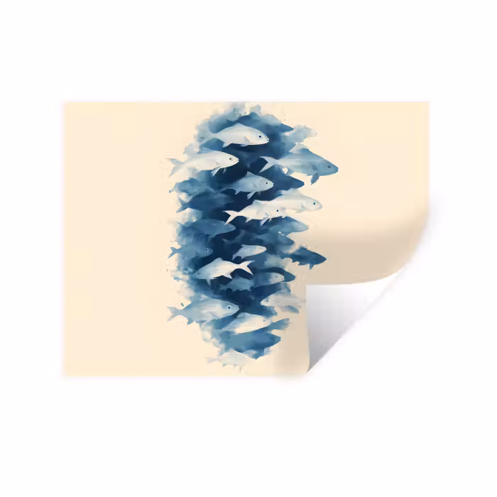 Wandtattoo – Fische - Minimalistisch - Blau