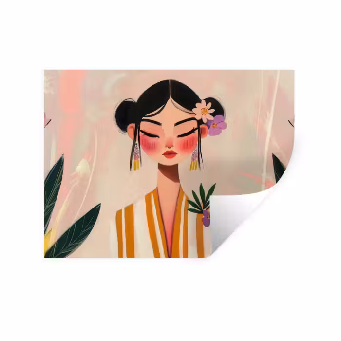 Wandtattoo – Frau - Blumen - Pastell