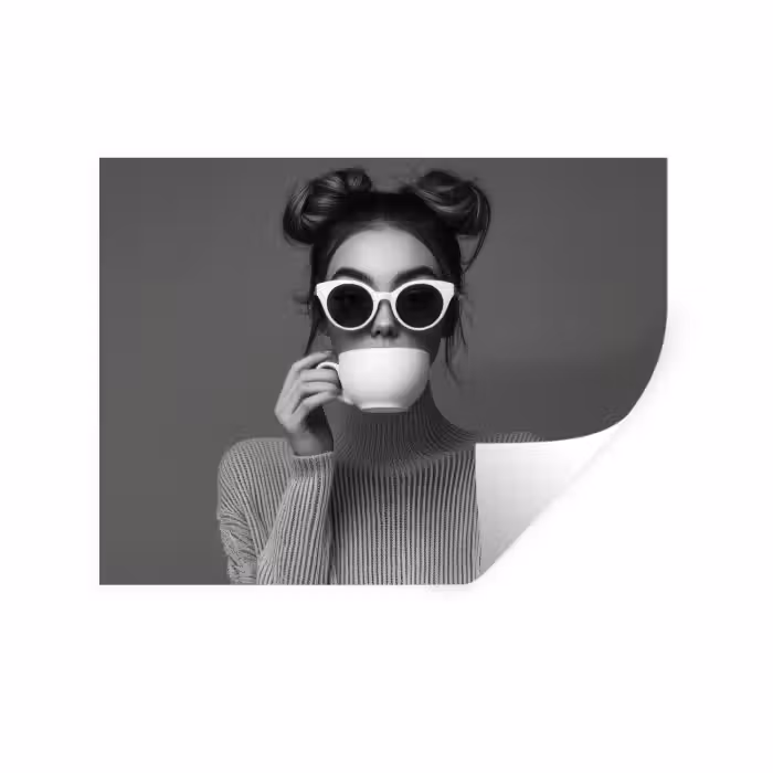 Wandtattoo – Frau - Kaffee - Schwarz - Weiß