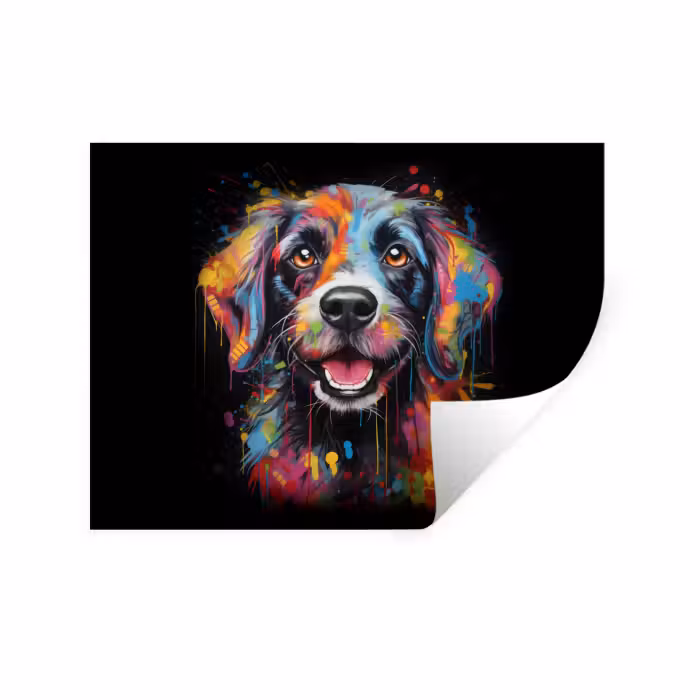 Wandtattoo – Graffiti - Hund - Schwarz - Farben