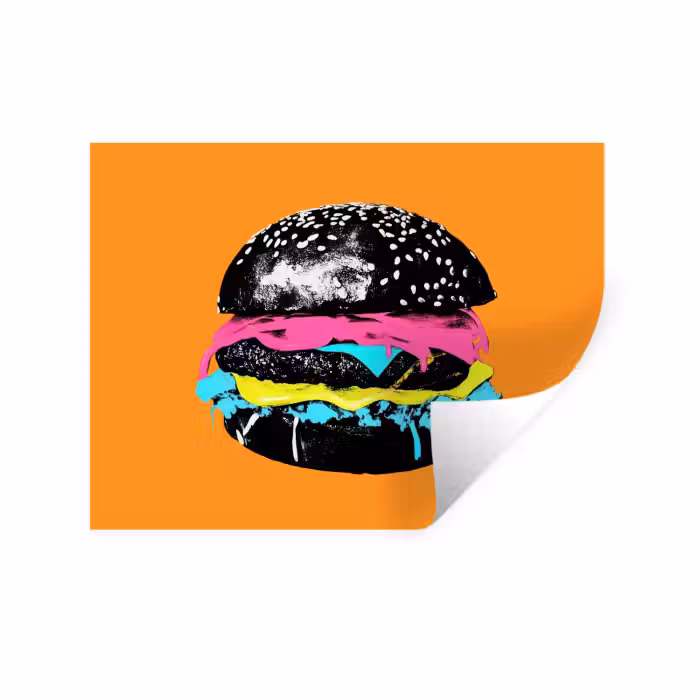 Wandtattoo – Hamburger - Orange - Neon - Pop-Art