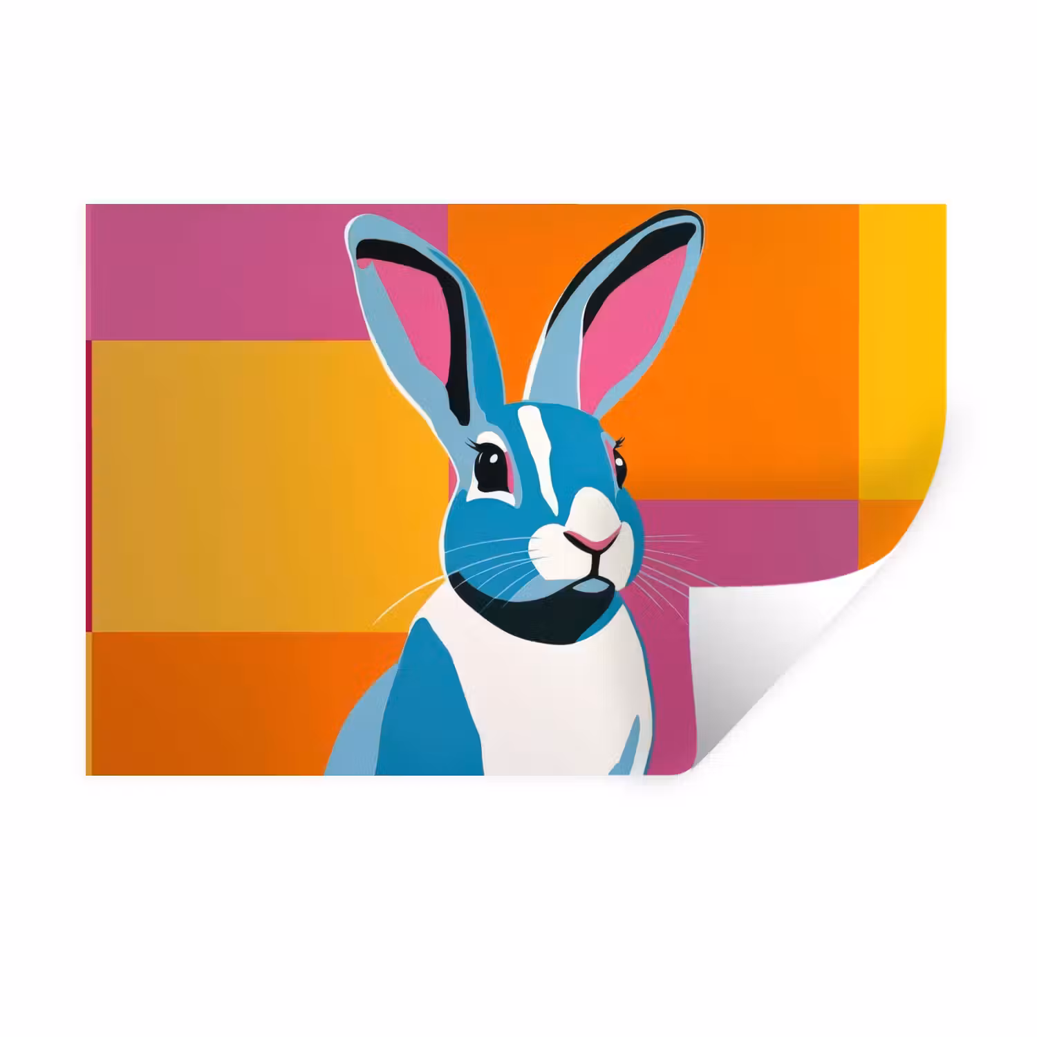 Wandtattoo – Hase - Farbtaschen - Ohren - Rosa