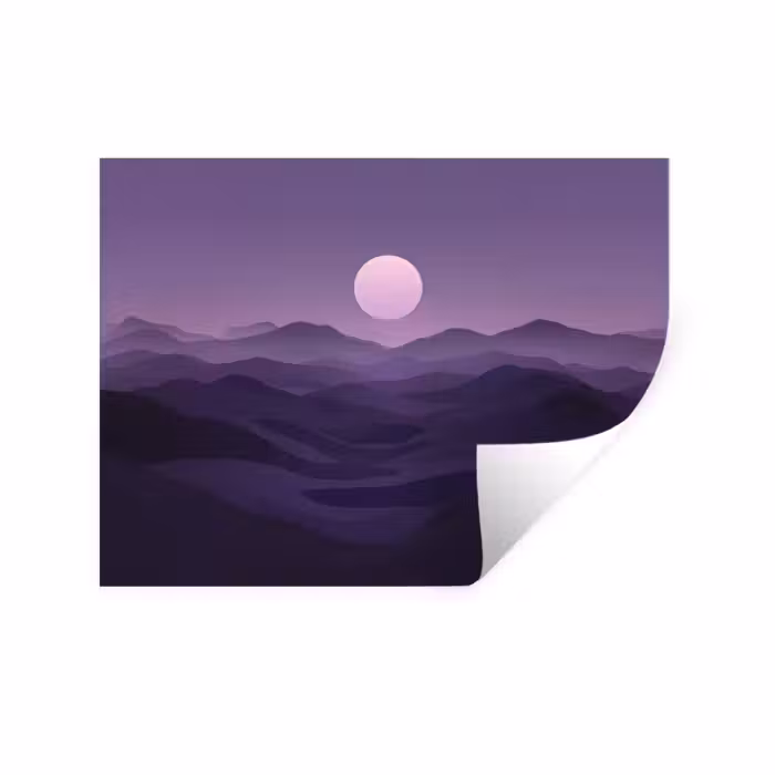 Wandtattoo – Hügel - Lila - Nebel - Sonne