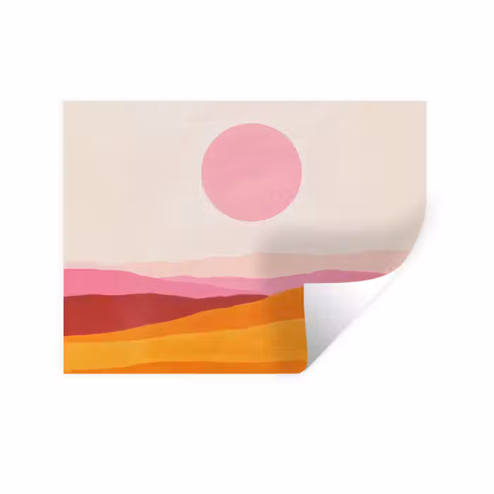 Wandtattoo – Hügel - Orange - Sonne - Abstrakt