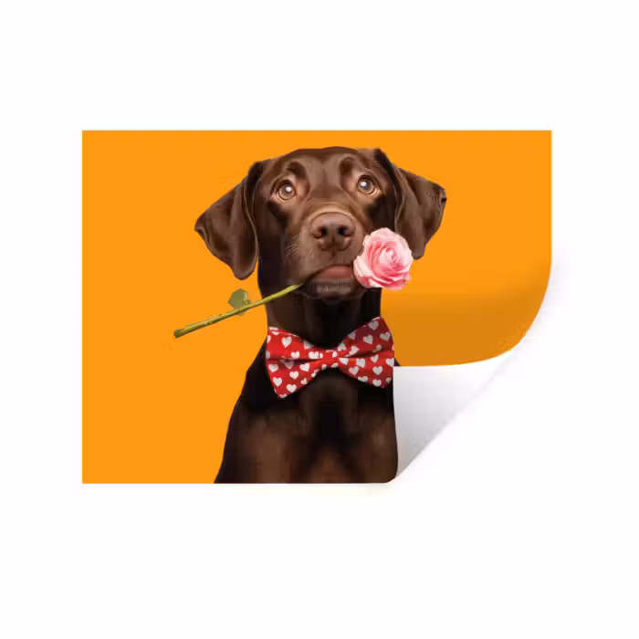 Wandtattoo – Hund - Orange - Rose - Valentinstag