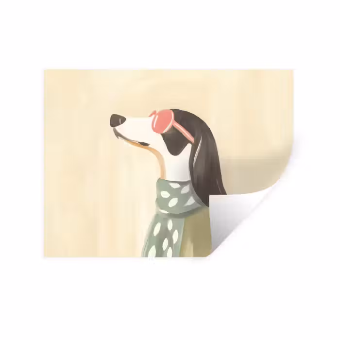 Wandtattoo – Hund - Sonnenbrille - Halstuch