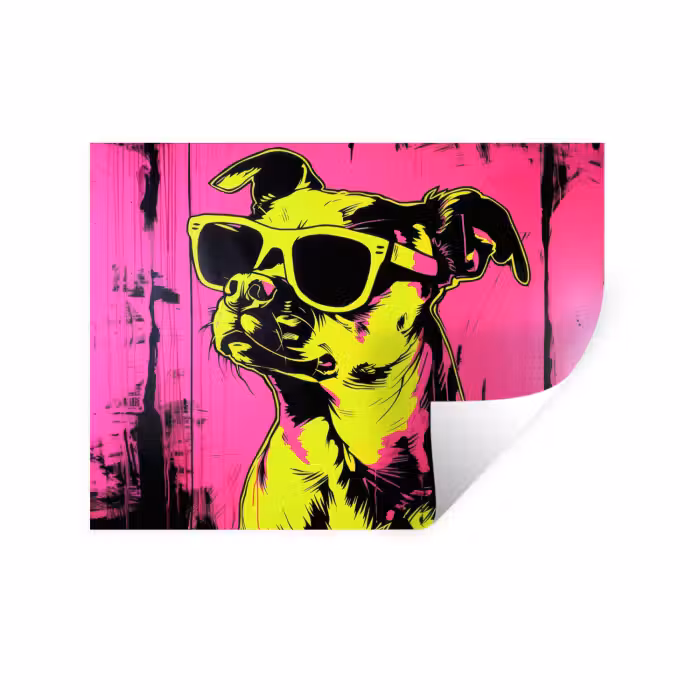 Wandtattoo – Hund - Sonnenbrille - Rosa - Kunst
