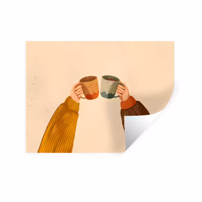 Wandtattoo – Illustration - Becher - Prost - Braun