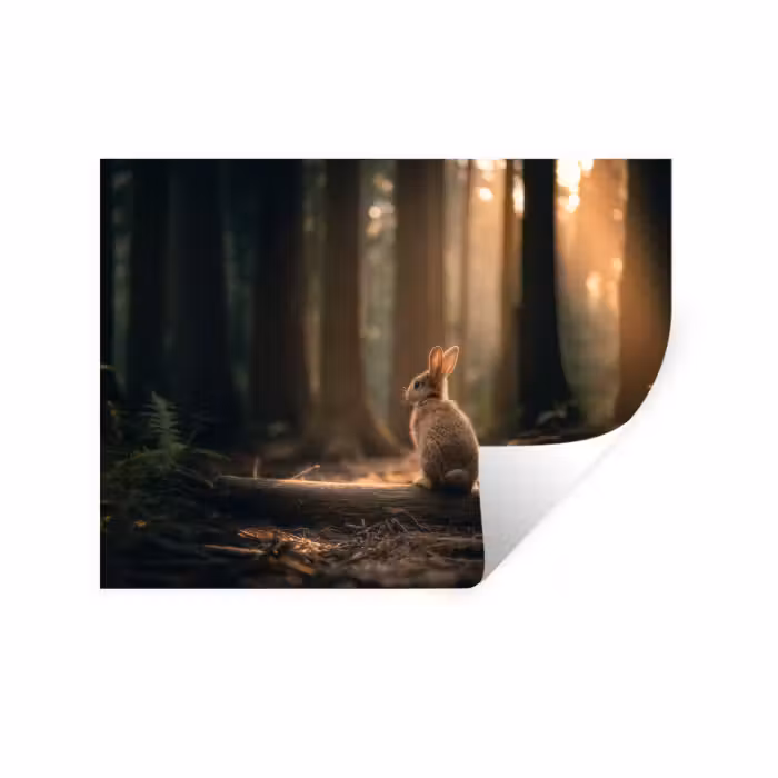 Wandtattoo – Kaninchen - Wald - Sonnenstrahlen