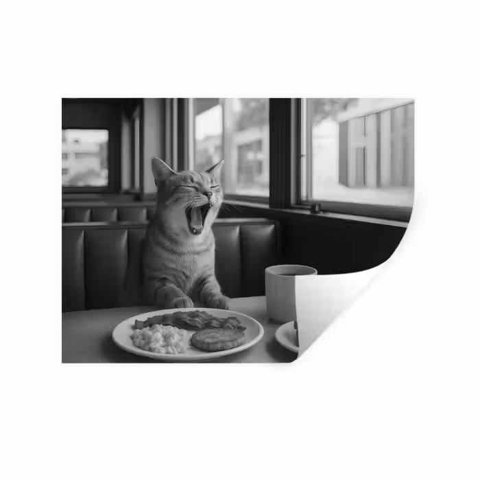 Wandtattoo – Katze - Kaffee - Brot - Schwarz