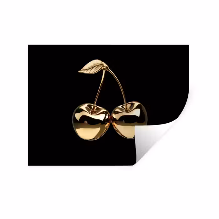 Wandtattoo – Kirsche - Schwarz - Gold - Chrom