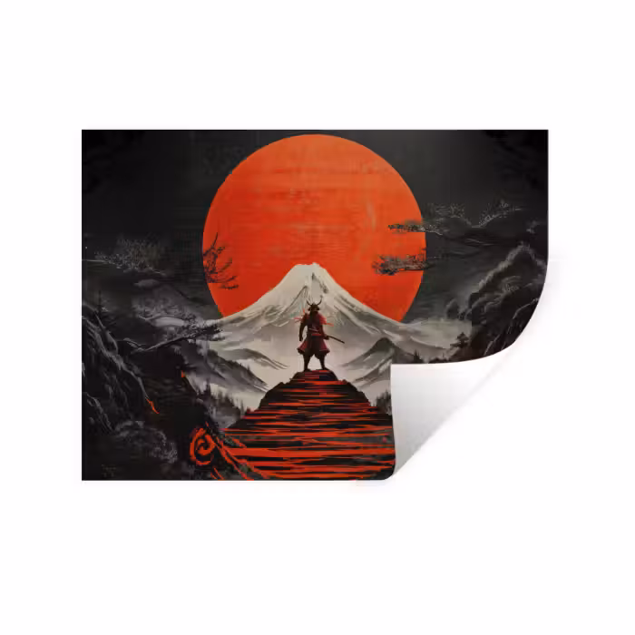 Wandtattoo – Krieger - Rote Stufen - Sonne - Berg