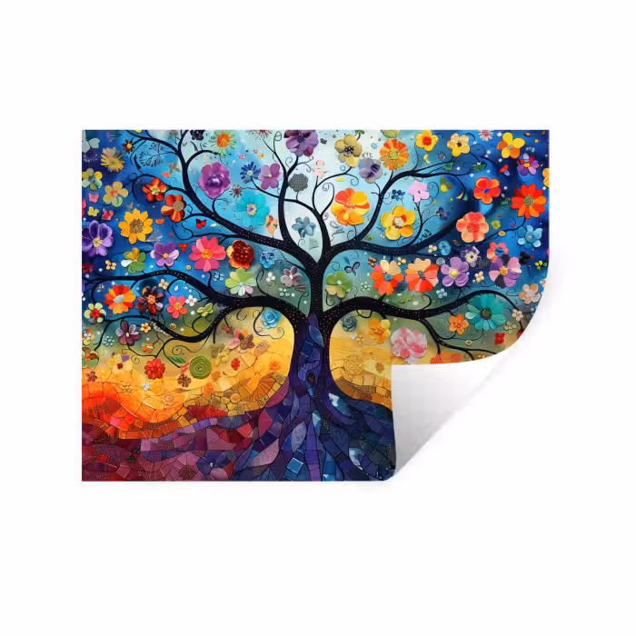 Wandtattoo – Kunst - Baum des Lebens - Blumen - Hippie