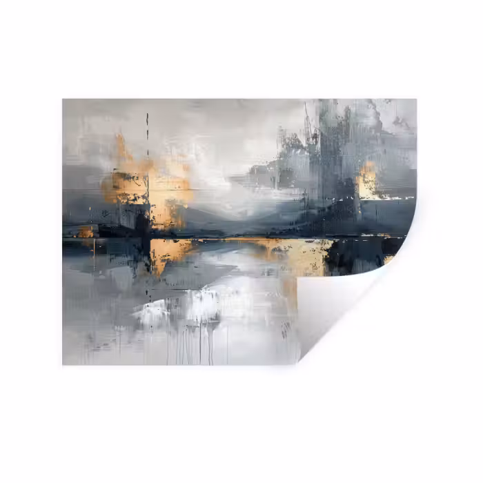 Wandtattoo – Kunst - Grau - Gold - Abstrakt