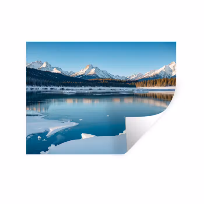 Wandtattoo – Landschaft - Winter - See - Berg - Aussicht - Eis