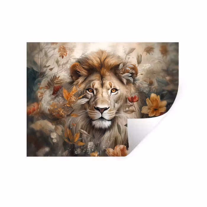 Wandtattoo – Löwe - Wildtiere - Pflanzen - Natur - Blumen