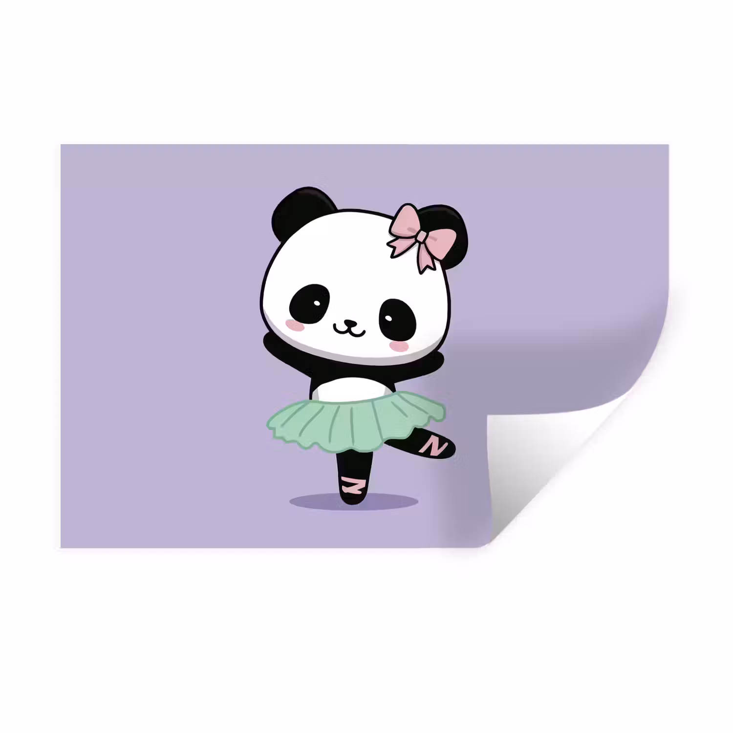 Wandtattoo – Panda - Lila - Verschnörkelt - Kawaii