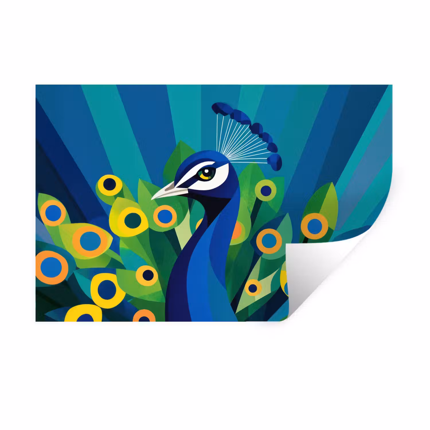 Wandtattoo – Pfau - Kreise - Blau