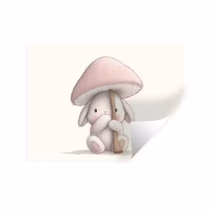 Wandtattoo – Pilz - Kaninchen - Rosa