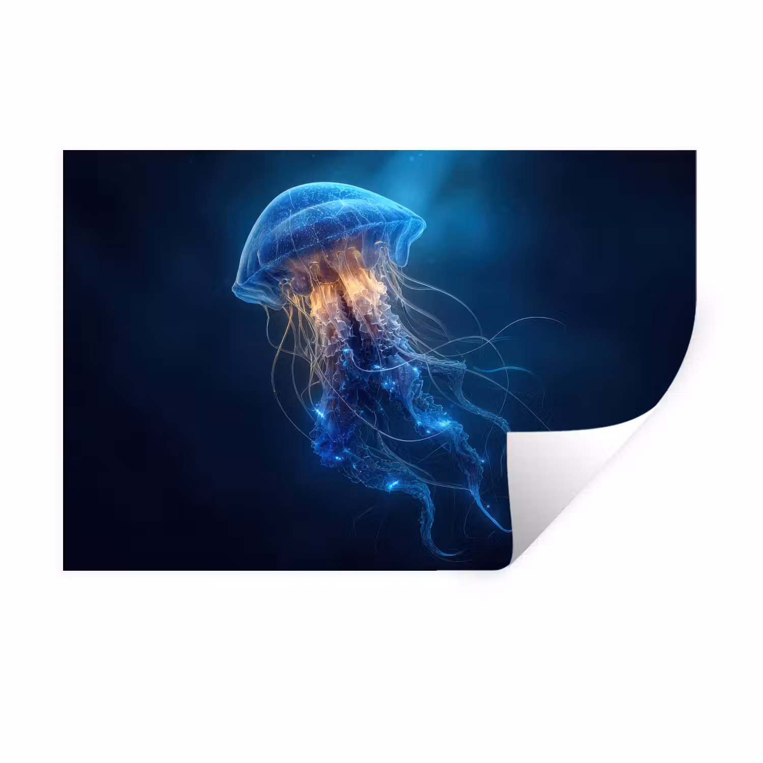 Wandtattoo – Qualle - leuchtend - Tentakel - blau