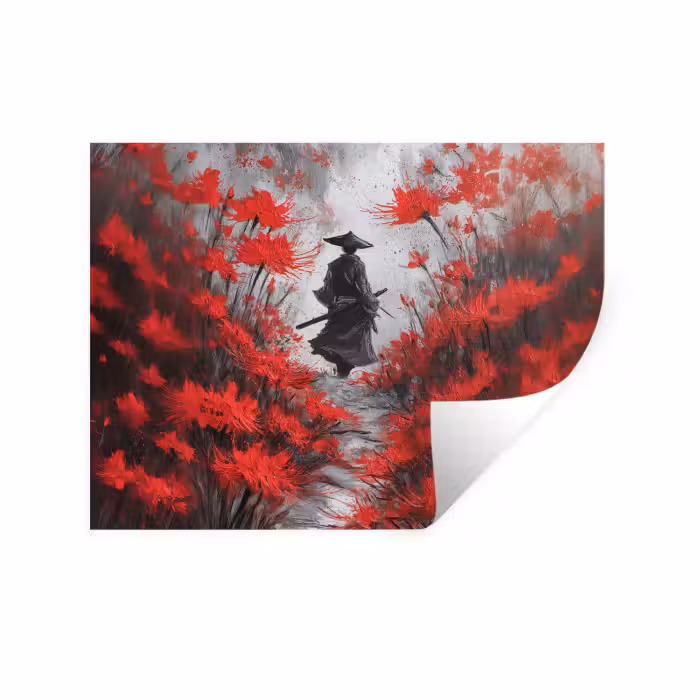 Wandtattoo – Rote Blumen - neblig - Mann