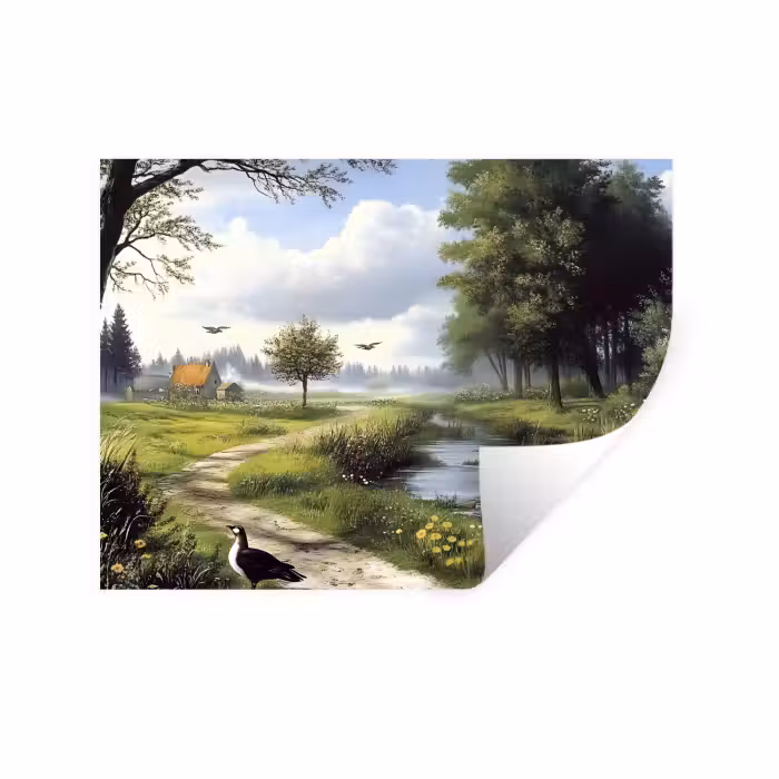 Wandtattoo – Sandiger Weg - Grüne Landschaft - Wasser